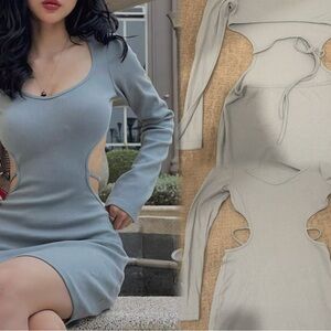 Elegant Gray Cut-Out Dress